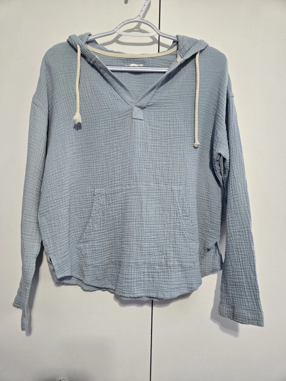 Alter’d State Gauze Hoodie Women Small Blue Boho Beach Pullover Lightweight Hood